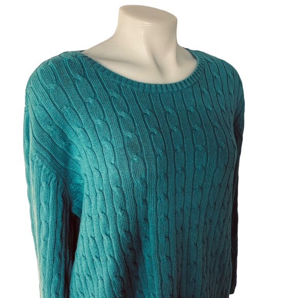 Vintage St John’s Bay Teal Twist Knit Sweater - Picture 6 of 10